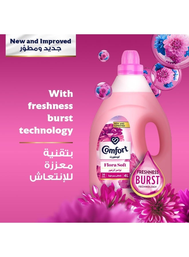 COMFORT Fabric Softener, Flora Soft, with freshness-burst technology for longer lasting fragrance & soft clothes, 4L + 650ml - Image 3